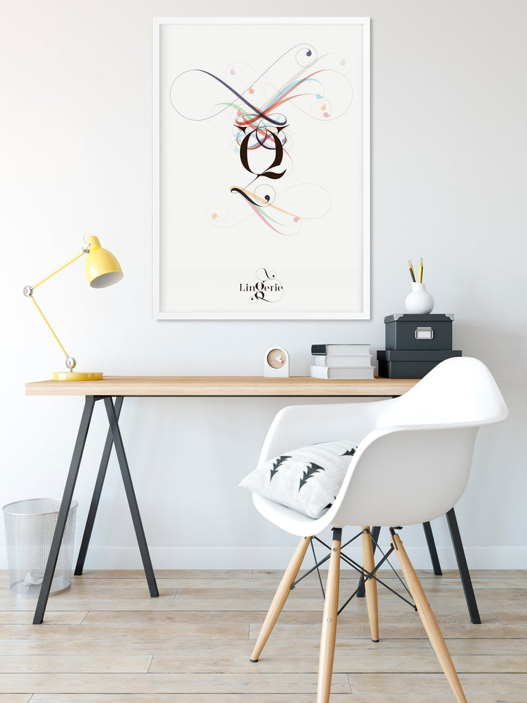 Fancy Q Typographic poster Designed by Moshik Nadav Typography with Lingerie Typeface