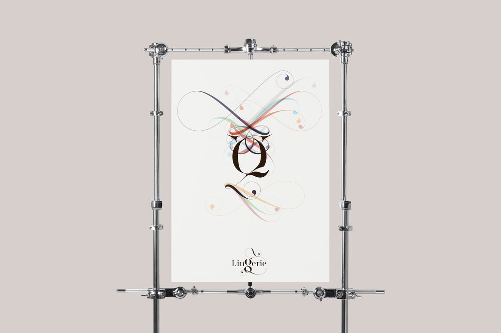 Fancy Q Typographic poster Designed by Moshik Nadav Typography with Lingerie Typeface