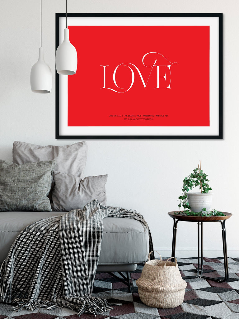Lingerie XO LOVE poster designed by Moshik Nadav Typography