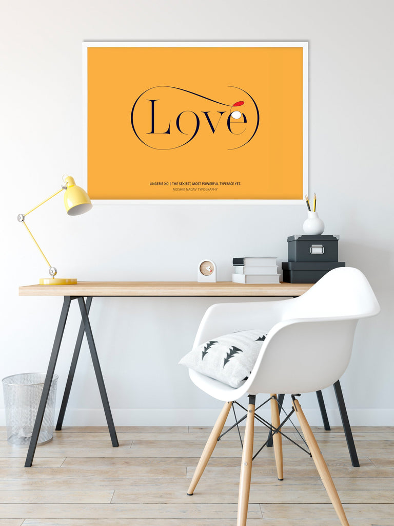 Lingerie XO Love Typography poster designed by Moshik Nadav Typography