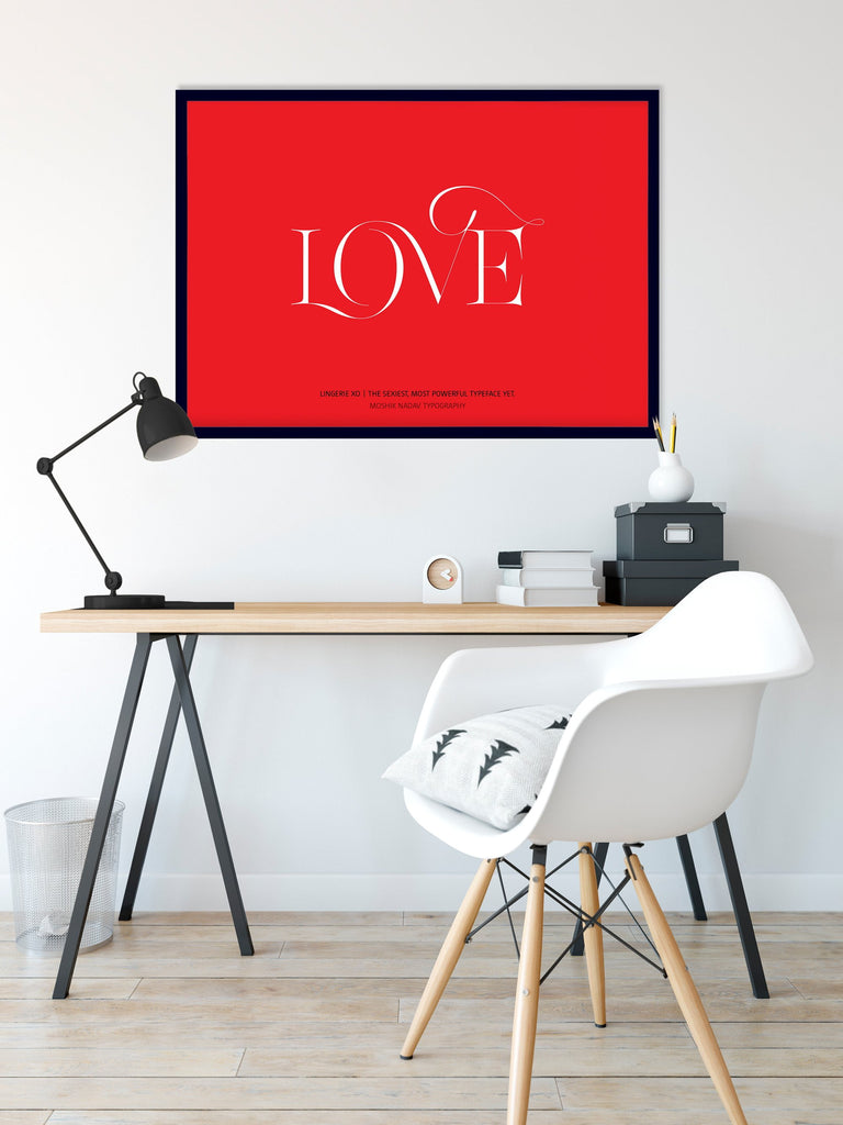 Lingerie XO LOVE poster designed by Moshik Nadav Typography