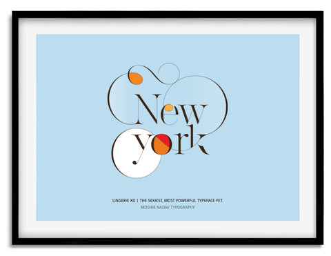 Blue New York Poster - Made by Moshik Nadav Typography