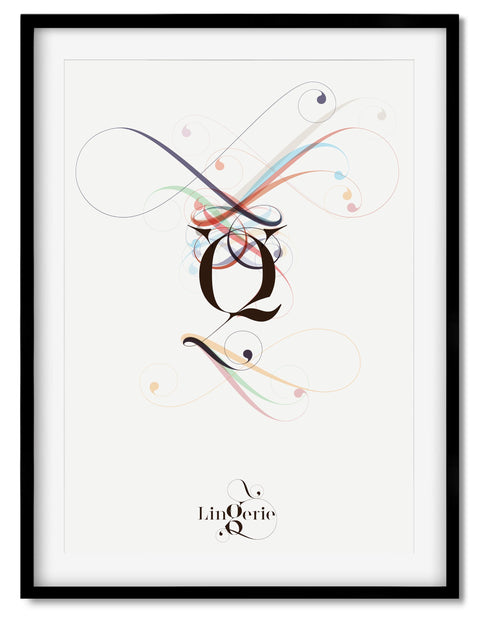 Fancy Q Typographic poster Designed by Moshik Nadav Typography with Lingerie Typeface