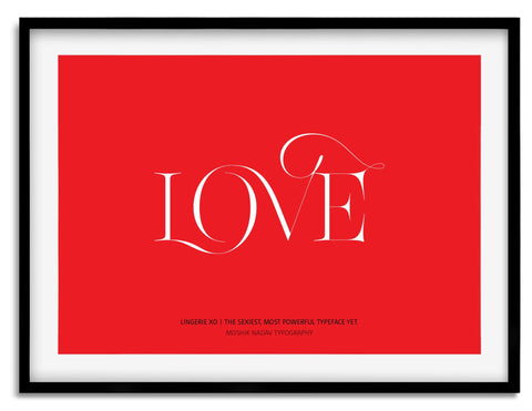 Lingerie XO LOVE poster designed by Moshik Nadav Typography