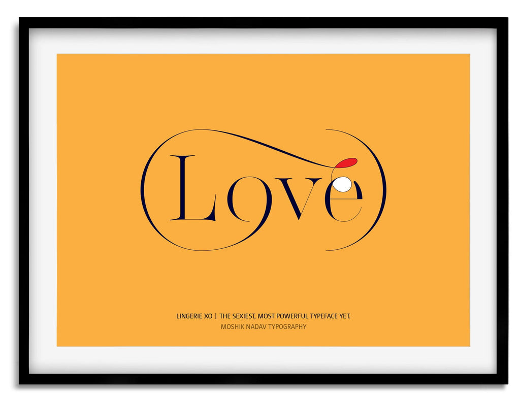 Lingerie XO Love Typography poster designed by Moshik Nadav Typography