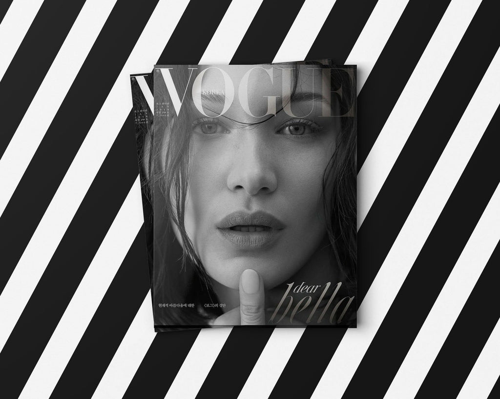 Vogue magazine is using Lingerie Typeface new to Bella Hadid